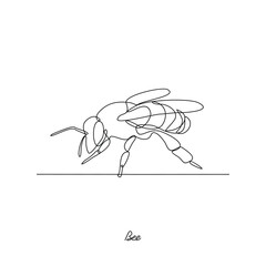 One continuous line drawing of Bee insect animal vector illustration. Insect animal themes in simple linear style vector design concept. Bee insect for your asset design and educational purpose.