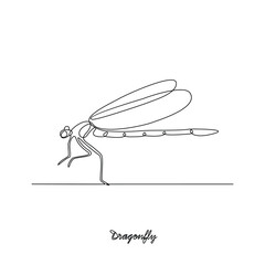 One continuous line drawing of Dragonfly animal vector illustration. Insect animal themes in simple linear style vector design concept. Dragonfly insect for your asset design and educational purpose.