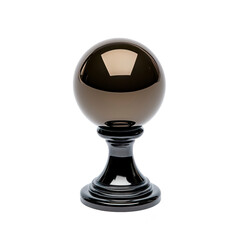Obraz premium reflective crystal ball sits atop elegant pedestal, casting mysterious aura. smooth, glossy surface reflects light, creating captivating visual effect. Perfect for mystical settings