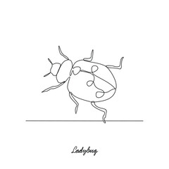One continuous line drawing of Ladybug insect vector illustration. Insect animal themes in simple linear style vector design concept. Ladybug insect for your asset design and educational purpose. © CRL