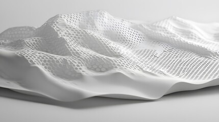 Fototapeta premium Abstract White 3D Mesh Landscape Topographic Surface