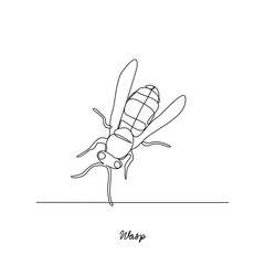 One continuous line drawing of Wasp insect animal vector illustration. Insect animal themes in simple linear style vector design concept. Wasp insect for your asset design and educational purpose.