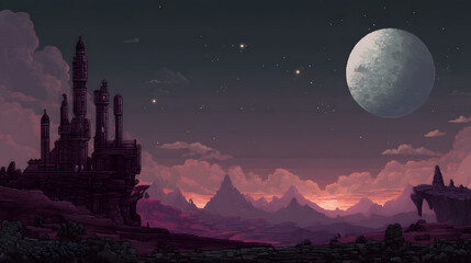 Naklejka premium Otherworldly Landscape of a Dark Alien Planet