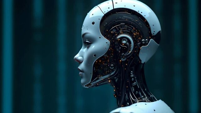 Profile of Female Cybernetic Robot