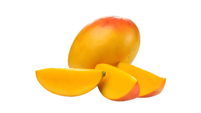 Vibrant Yellow Mango & Slices &ndash; Studio Lighting, Macro Lens Shot