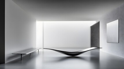 Abstract Modern Minimalist Interior Design with Unique Bench