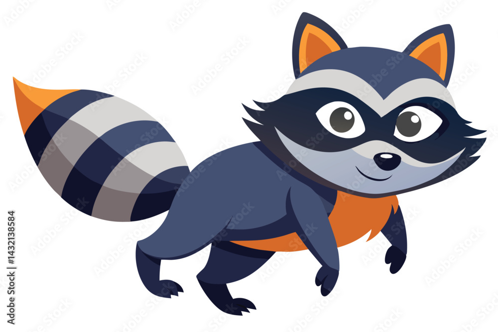 Aufkleber cute blue raccoon character in a playful pose with a friendly expression ready to embark on an adven