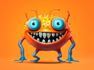 Cheerful Orange Monster: Playful 3D Cartoon Character