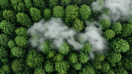 Aerial View of a Lush Green Forest, Natural Landscape and Untouched Wilderness