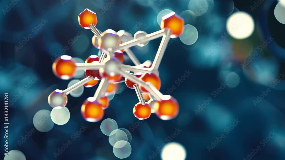 Poster Exploring molecular structures with vibrant colors in a close-up view of intricate chemical compounds in a stunning 4K resolution