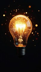 Exploding lightbulb, intense white light against black, dark, explosion