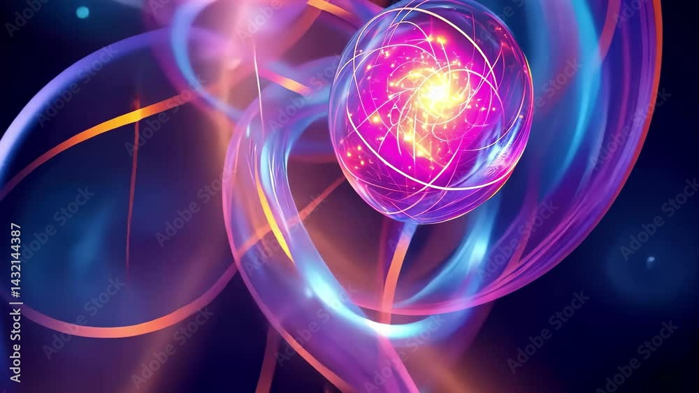 Aufkleber Dynamic abstract representation of energy and particles in vibrant colors showcasing scientific concepts in a mesmerizing spatial layout