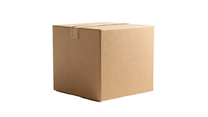 A closed, light brown cardboard box with a transparent background, secured with a single strip of tape across the top.