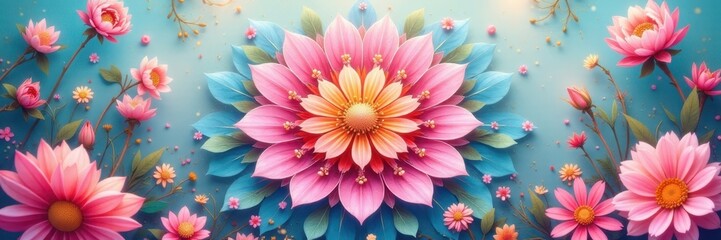 Fototapeta premium Delicate floral mandala, pastel hues, whimsical fairy aesthetic, petals, peace