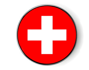 Fototapeta premium Swiss flag red cross symbol circular emblem national pride simple design bold colors clean graphic
