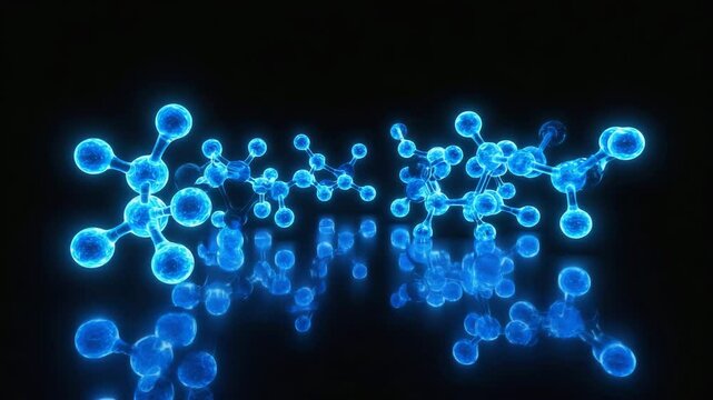 Animated Molecular structures glowing bstract background