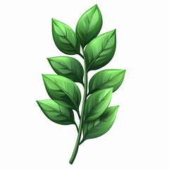 Detailed Illustration Of Green Leaves On Branch