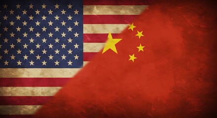 USA vs. China: A Grunge-Textured Flags Comparison