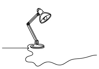 Desk Lamp Illustration with Fluid Base - Line Art, Desk Lamp, Fluid Design 