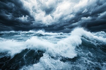 Turbulent sea under a menacing sky.
