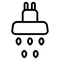 Shower Water Bath Line Icon