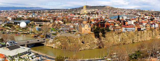 Tbilisi, Georgia. Panoramic beautiful picture of cityscape Of spring old town © JackF