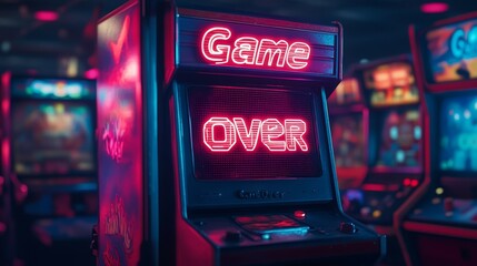 retro arcade machine with the text Game Over
