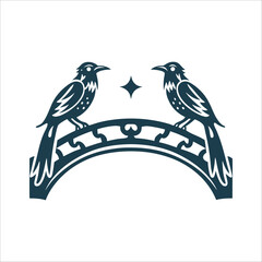 Qixi Festival: Magpie Bridge Illustration Qixi Festival Two magpies forming a bridge, referencing the Cowherd and Weaver Girl tale