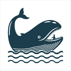 Jonah and the Whale Silhouette Illustration Jonah’s Whale – Whale silhouette with a small Jonah inside