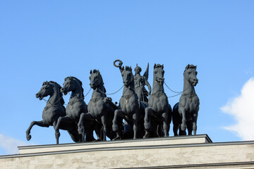 Quadriga on top of the Triumphal Arch in Moscow