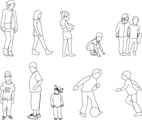 vector sketch illustration silhouette design image of a child playing  