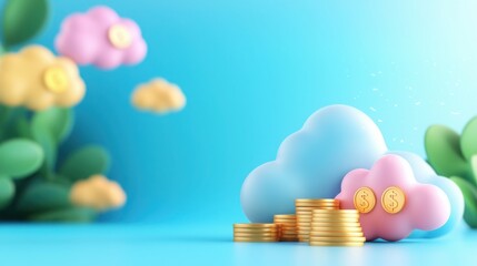 Empowering small businesses a dreamy cloud network for financial growth digital landscape visual art serenity innovation