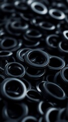 Pile of Dark Grey Circular Objects