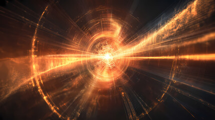 Fototapeta premium Featuring a quantum core at the center of a massive rift, with obvious echoes of energy and complex physics visualizations. echoes. illustration. Rift Core. Illustration