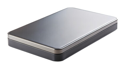 Fototapeta premium Sleek and Modern Rectangular Metal Box with Silver Trim for Storage