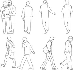 vector sketch illustration silhouette design image decoration ornament human with various activities going to office and school 