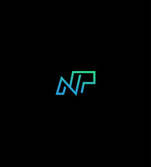 Abstract NP Logo Design Teal, Green, Gradient, Minimalist, Modern, Intertwined, Letters, Branding, 