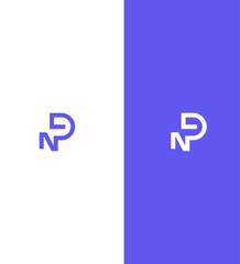 NP Logo Design Interlocked Letters, Purple, White, Minimalist Monogram