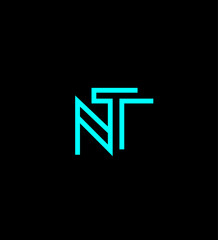 Modern Interlocking NT Monogram Logo Design Teal Cyan