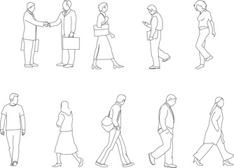 vector sketch illustration silhouette design of various human activities with their work as a complement to the image 