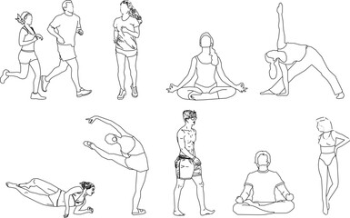 vector sketch illustration silhouette design image of sportsman doing sports activities  