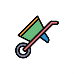 wheelbarrow vector icon line template