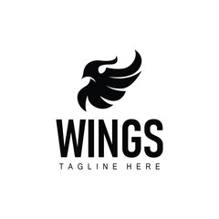 Obraz premium wing logo black silhouette design minimalist animal wings with simple black concept for business symbol or product brand template