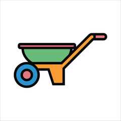 wheelbarrow vector icon line template
