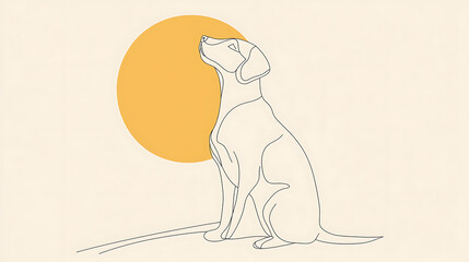 Fototapeta premium A dog is sitting in front of a sun