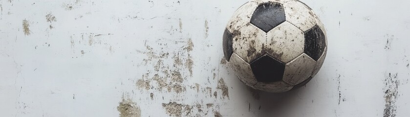 Dirty Soccer Ball on a White Surface