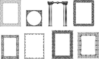 vector sketch illustration silhouette modern abstract frame design for photo and painting   