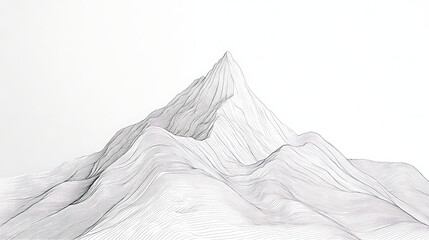 A mountain range is drawn in black and white