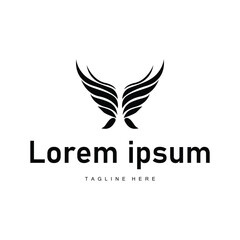 wing logo black silhouette design minimalist animal wings with simple black concept for business symbol or product brand template