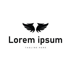 wing logo black silhouette design minimalist animal wings with simple black concept for business symbol or product brand template